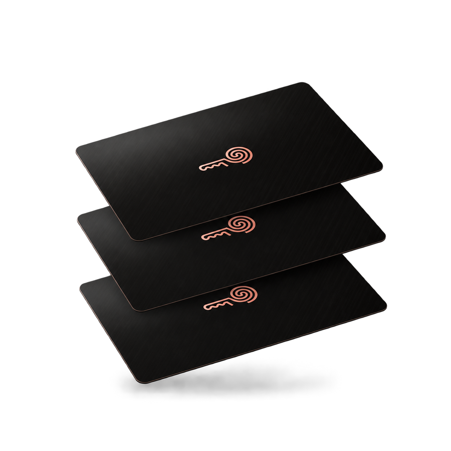 MI8OS Card gen 2, set of three encrypted NFC cards with the rose-gold key mark