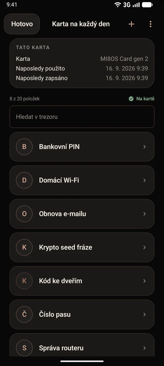 Android: Procházejte tajemství uložená na vaší kartě