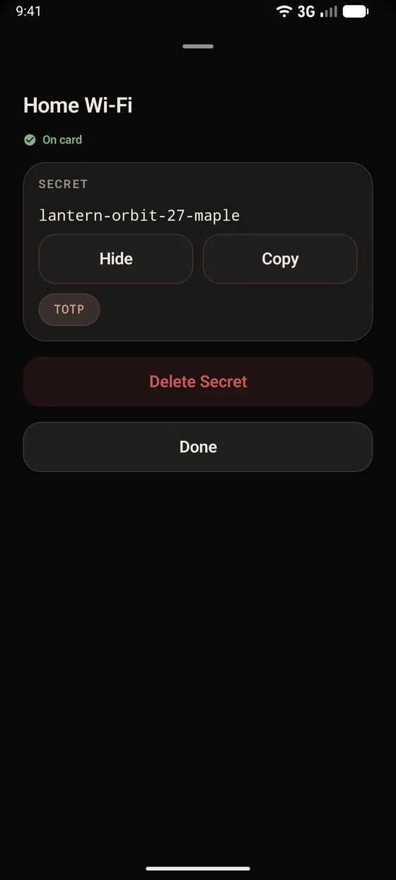Android: Copy a secret with one tap