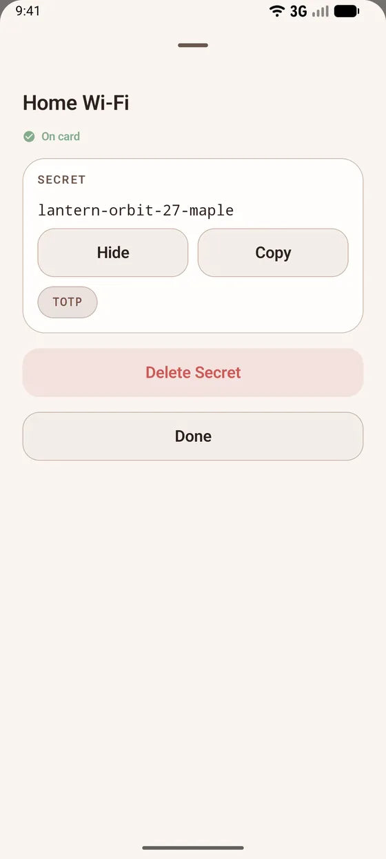 Android: Copy a secret with one tap