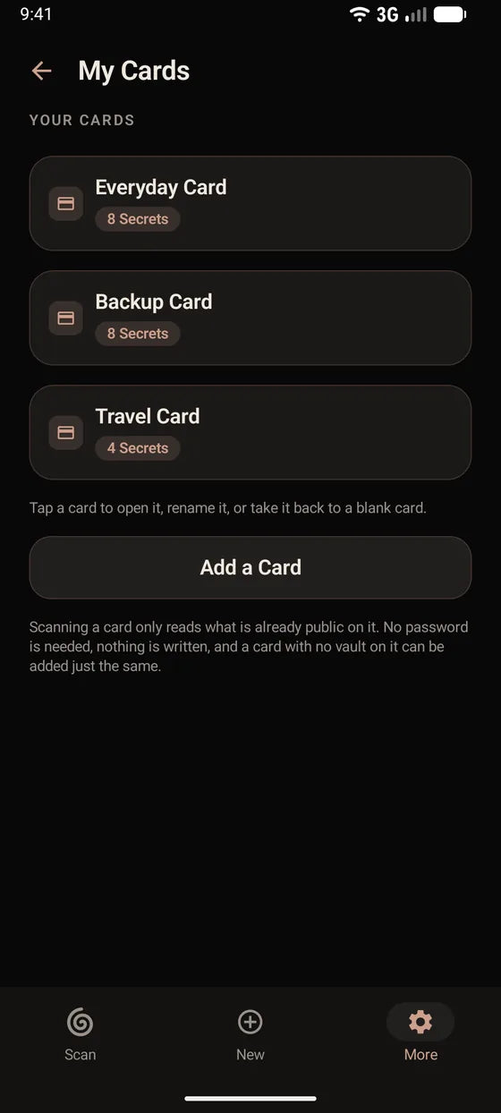 Android: Keep your vault cards in view
