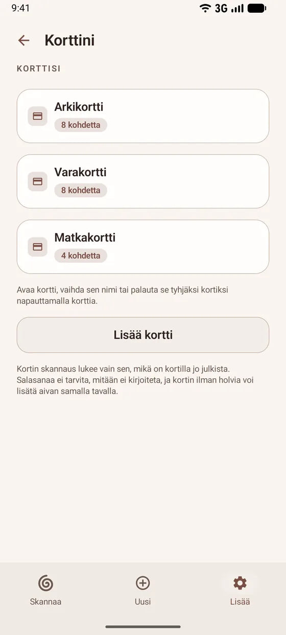 Android: Pidä kaikki holvikorttisi helposti näkyvillä