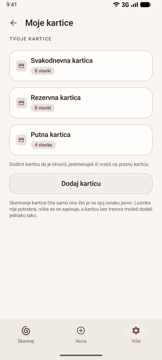 Android: Držite svoje kartice uvijek na oku