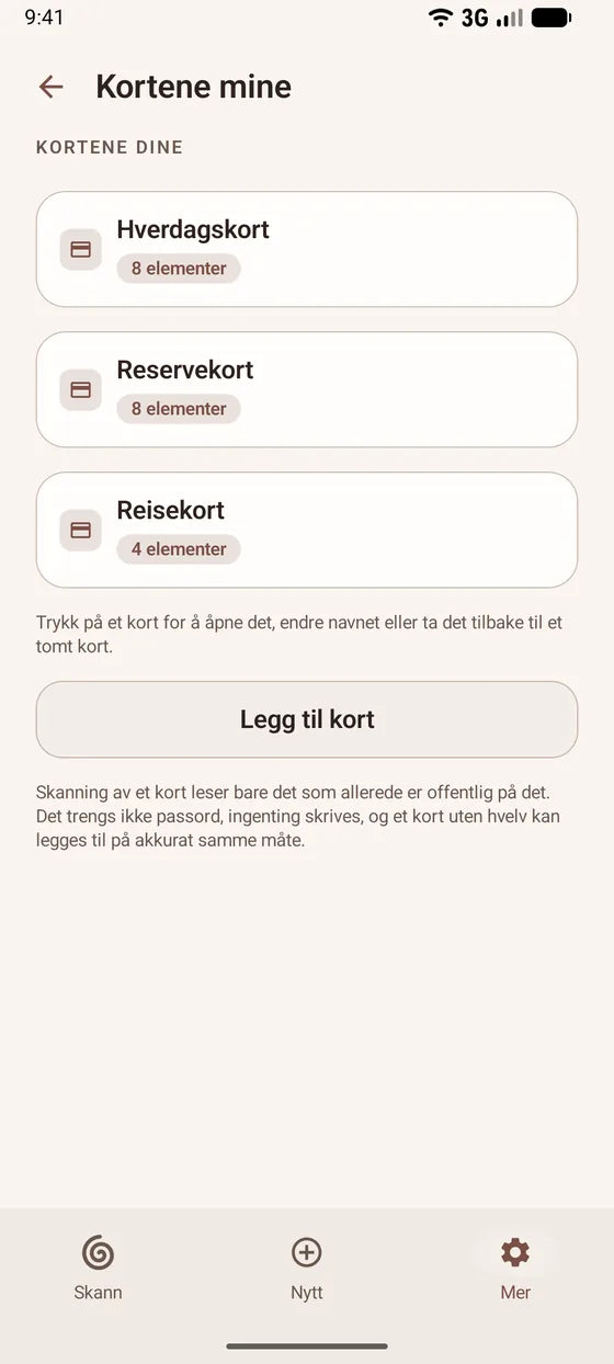 Android: Hold oversikt over alle hvelvkortene dine