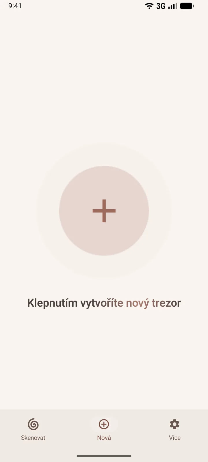 Aplikace MI8OS na Androidu, vytvoření nového trezoru
