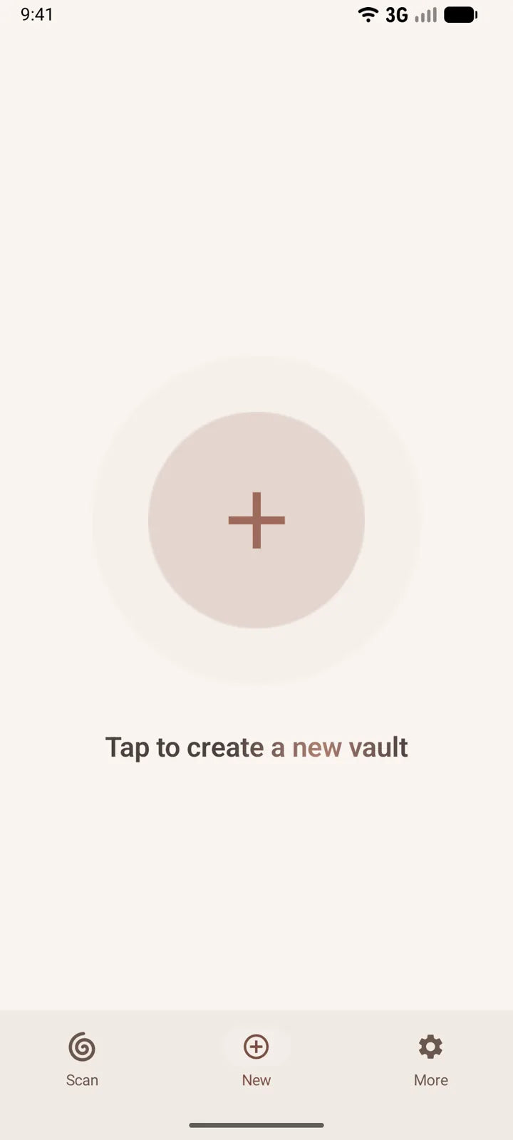 MI8OS app on Android, creating a new vault