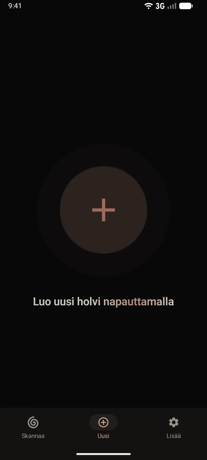 MI8OS-sovellus Androidissa, uuden holvin luominen