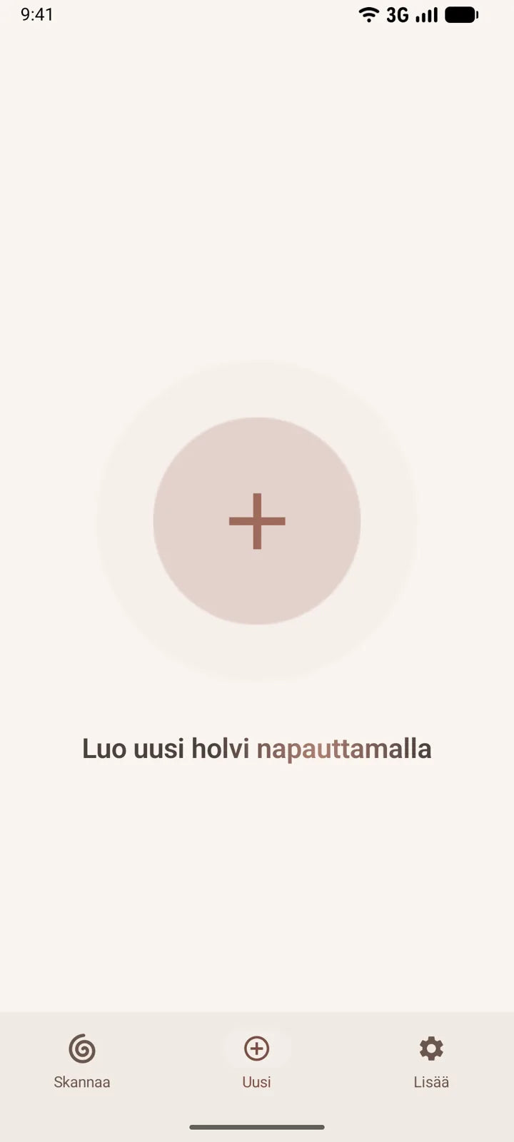 MI8OS-sovellus Androidissa, uuden holvin luominen