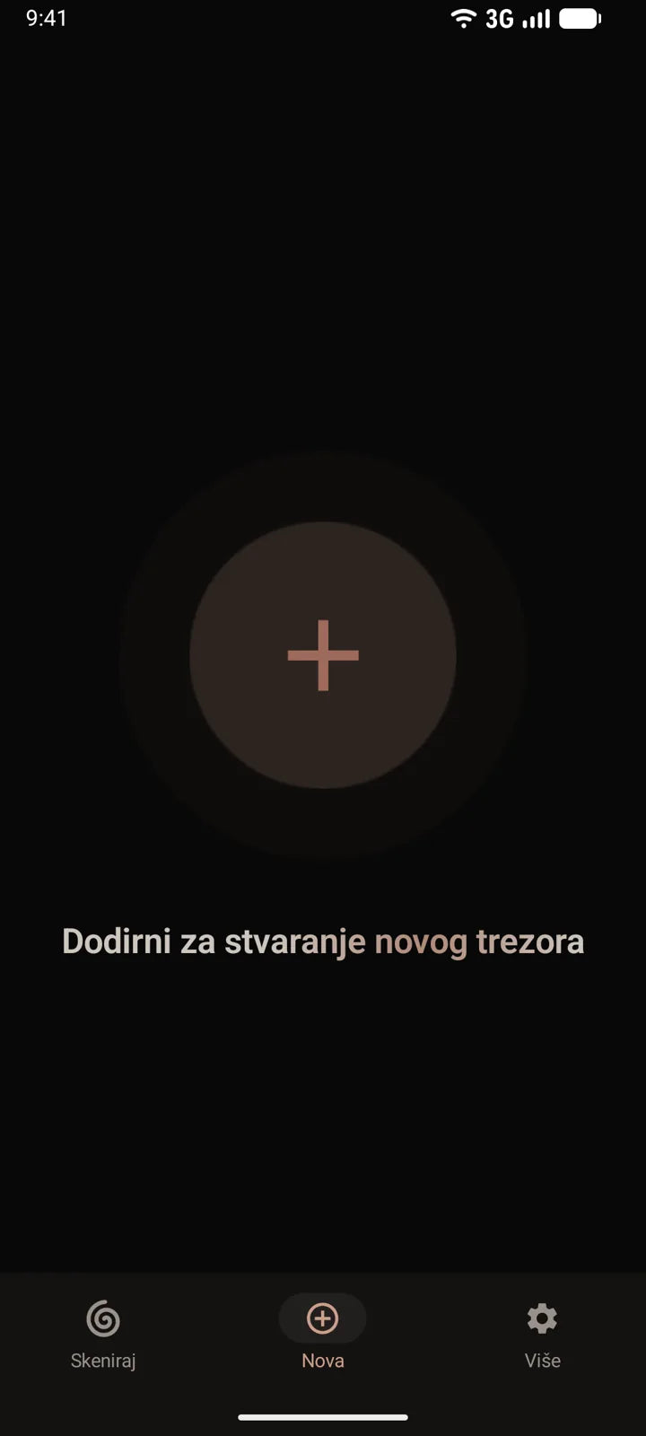 Aplikacija MI8OS na Androidu, izrada novog trezora
