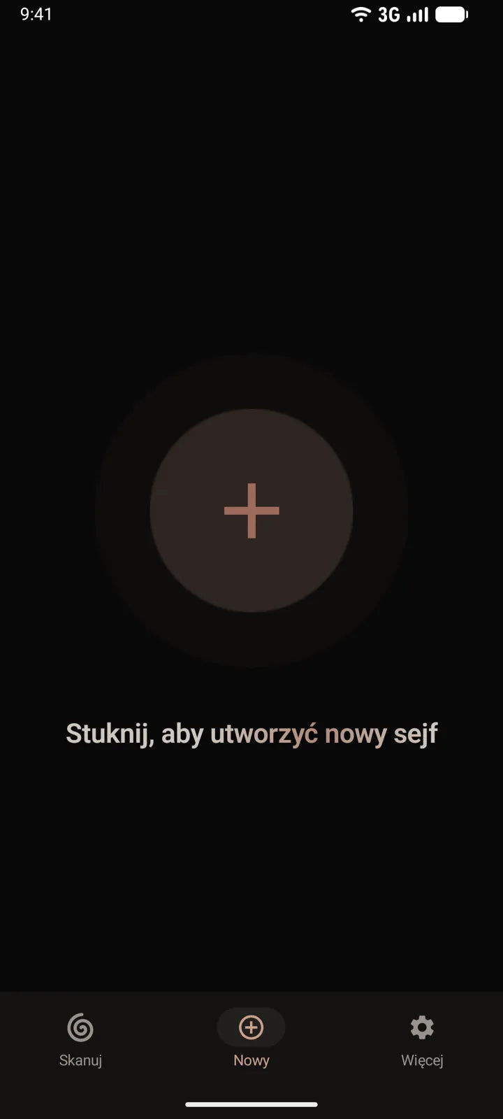 Aplikacja MI8OS na Androidzie, tworzenie nowego sejfu