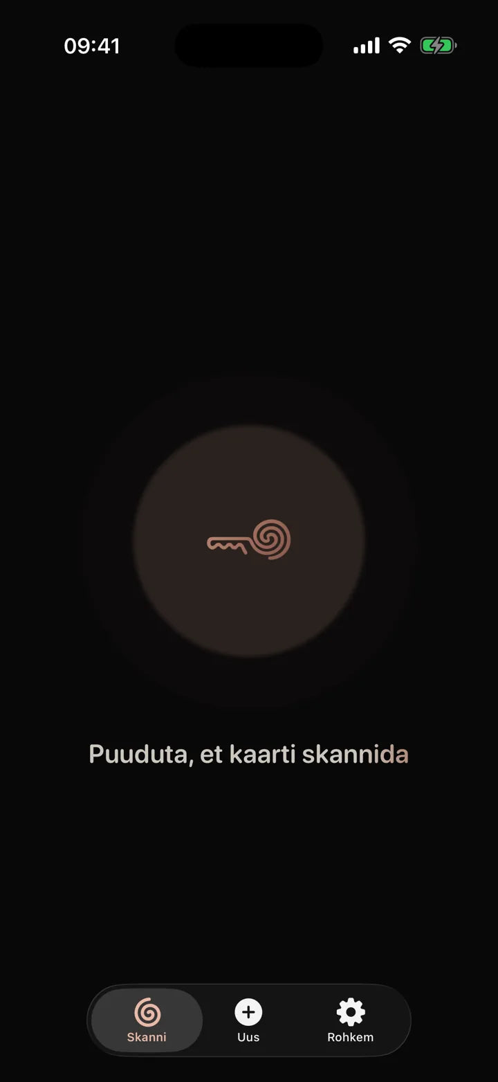 MI8OS-i rakendus iPhone’is, valmis MI8OS Cardi skannima