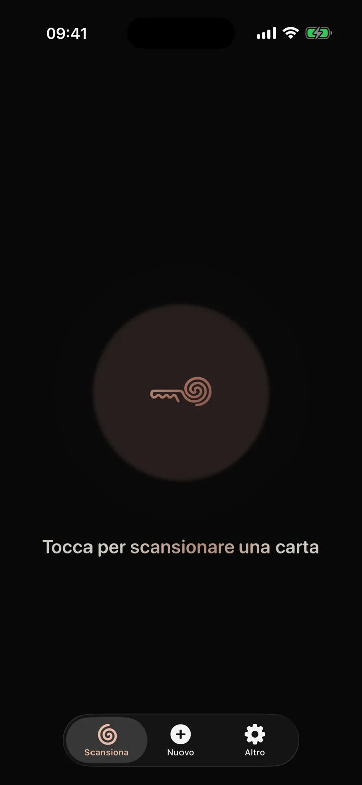 L’app MI8OS su iPhone, pronta a scansionare una MI8OS Card